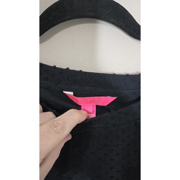 Lilly Pulitzer Womens Onyx Arlette Long Sleeve Dress Swiss Dot Design Size Large - Picture 4 of 7